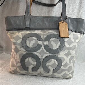 Coach 2011 Gray and Cream Signature Tote